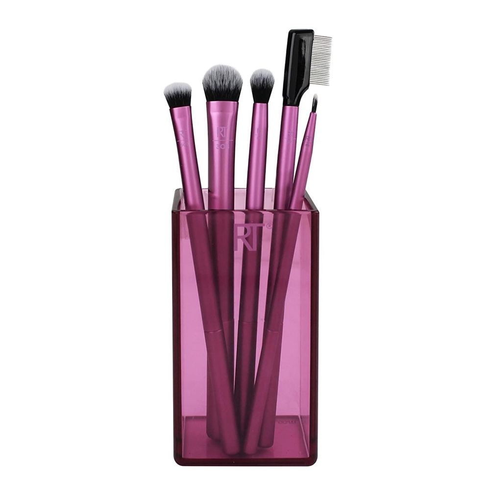 Real Techniques Enhanced Eye Eyeshadow Brush Set + Brush Holder Organizer